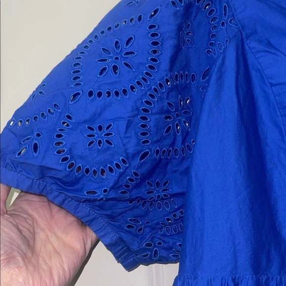 Blue Eyelet Women's Dress - Picture 2 of 2